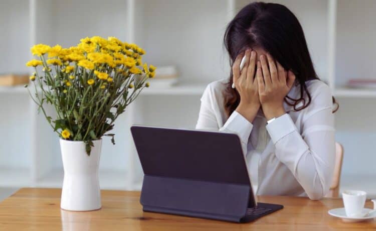 A stressed-out female worker
