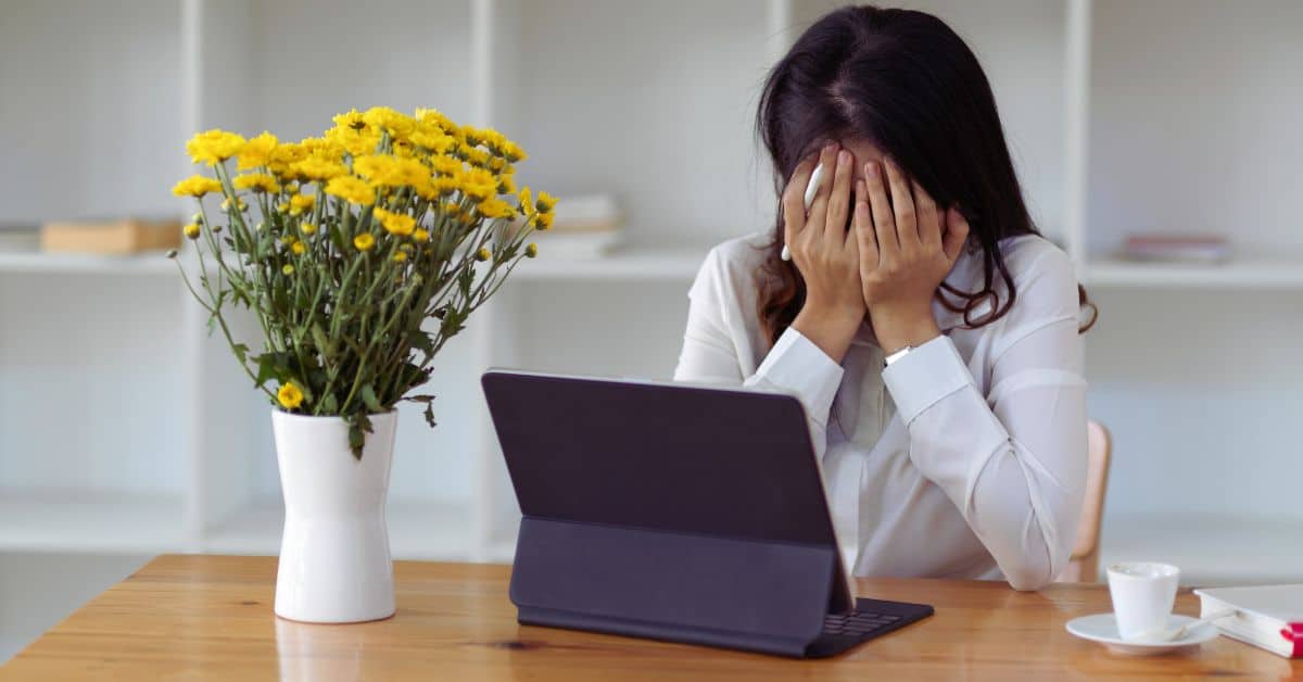 A stressed-out female worker